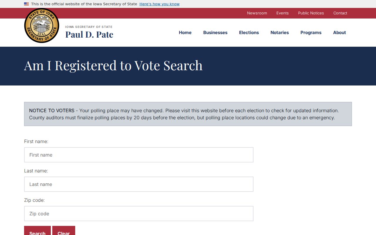 Clinton residents directory Iowa voter lookup form